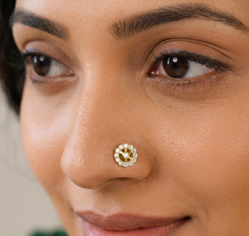 The Celestial Wheel Diamond Nose Pin